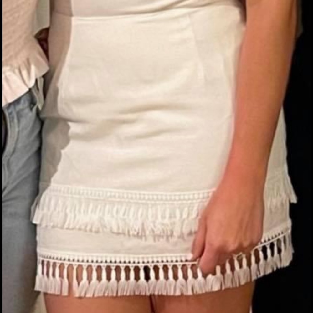 Lulu's Sekera Ivory Tassel Skirt
